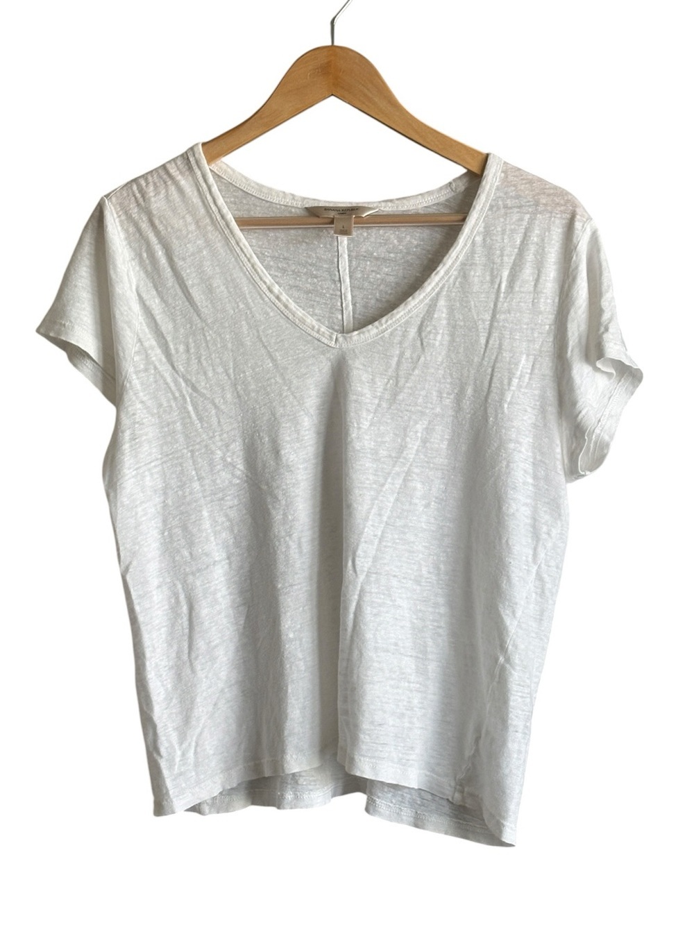 Banana Republic Womens Linen White Blouse Size Large Boho Wilderkind